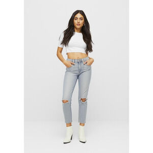Madewell-Womens The High Rise Slim Crop BoyJean- Lt Wash Denim-Distressed-sz25